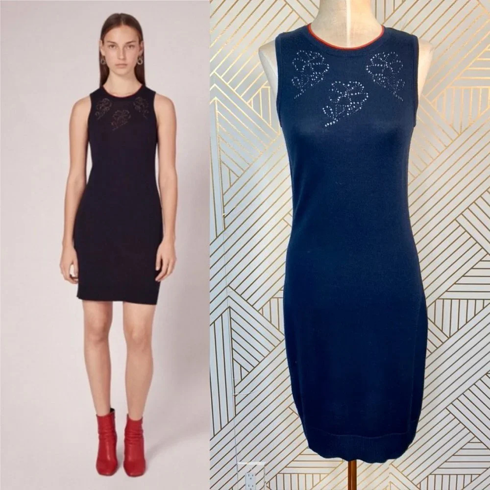 Rag and Bone Adriana Sleeveless Dress Wool Blend Knit in Blue Navy Size XS